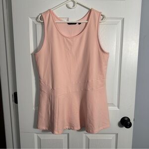 H by Halston sz L pale pink peplum sleeveless top, cotton blend
